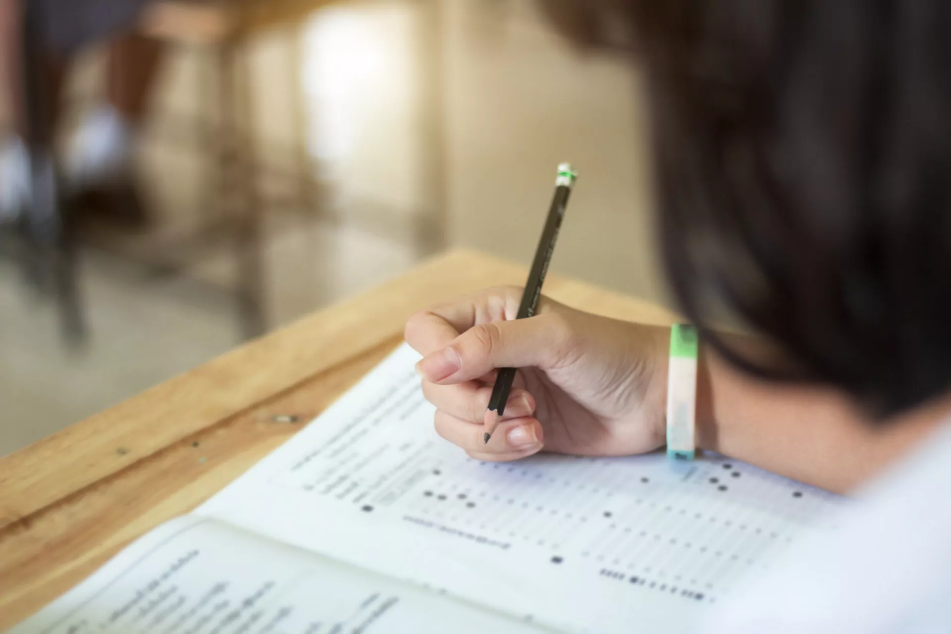 Person taking a written test