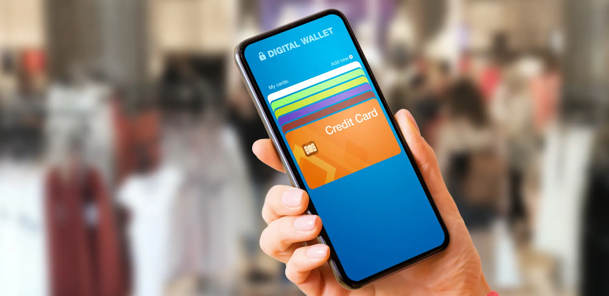 A person using a digital wallet on their phone