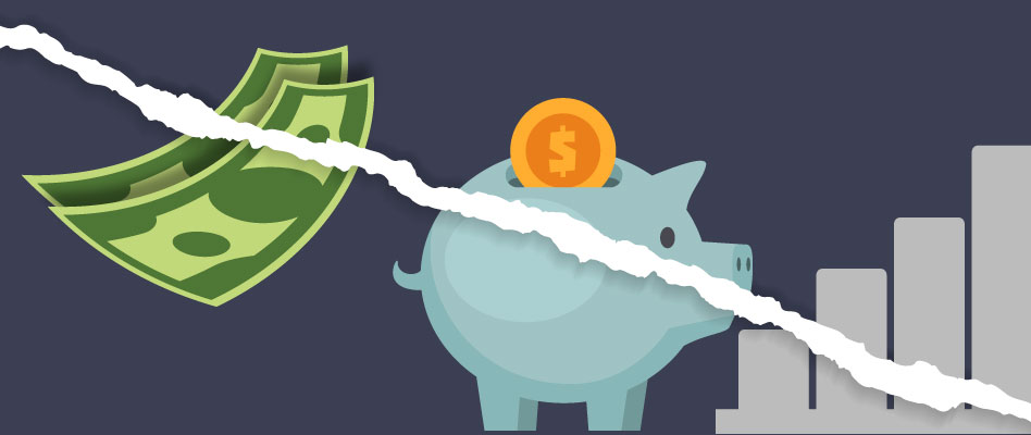 Illustration of money losing value beside a falling chart